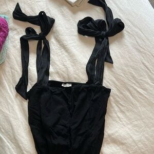 Free People black bow bodysuit